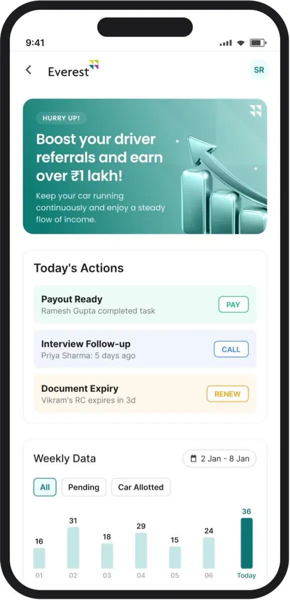 Everest Dost app with referral payouts and follow-ups